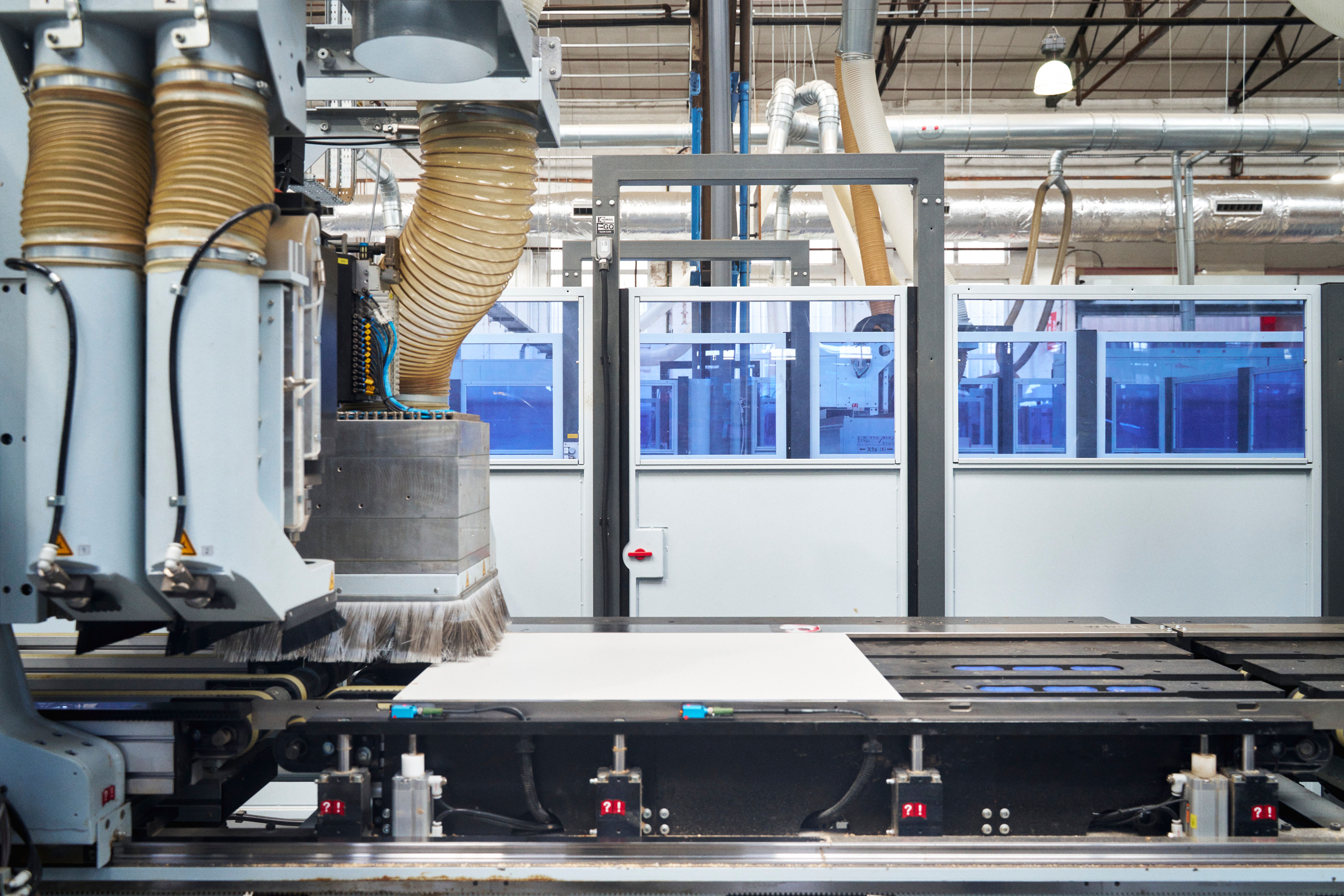 Kitchen being manufactured in factory