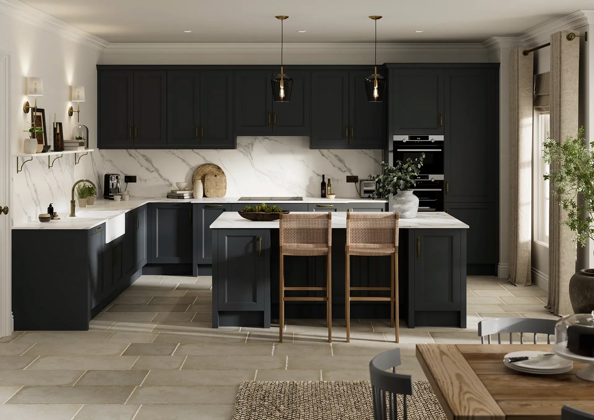 Shaker kitchen with Arundel Indigo doors