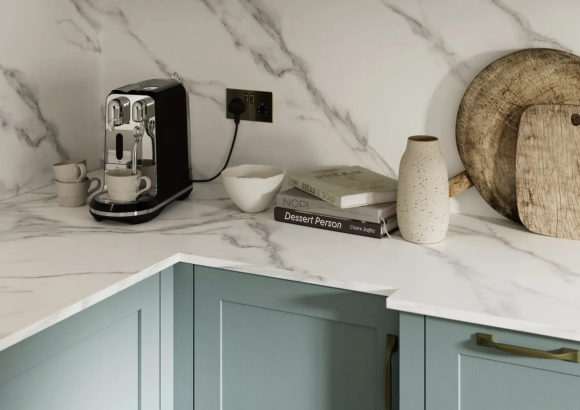 Kitchen with Fishbourne Light Teal shaker doors