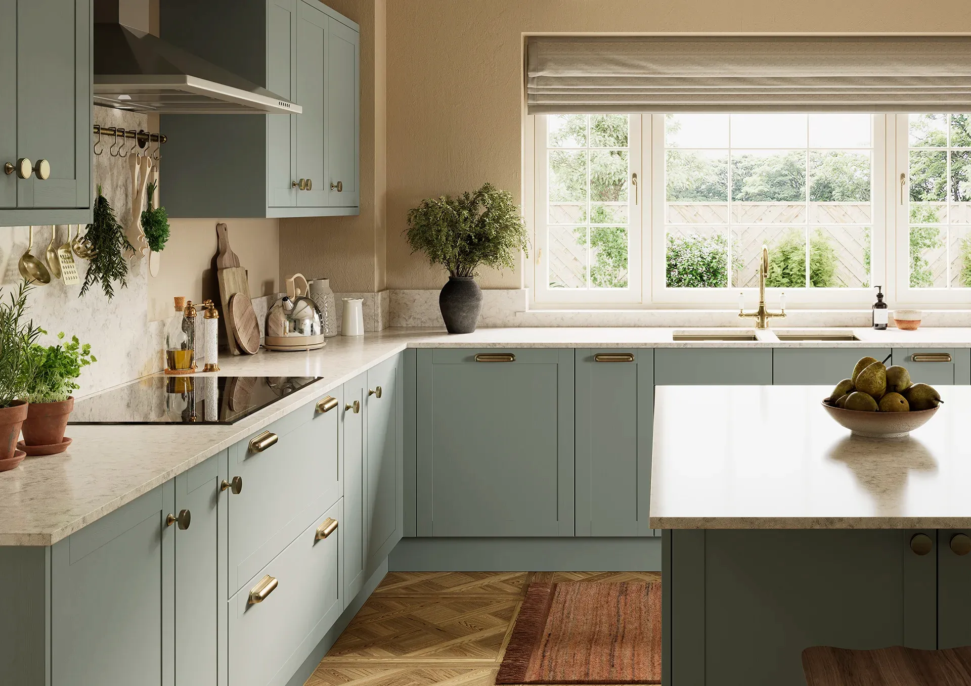 Shaker kitchen with Isham Reed Green doors