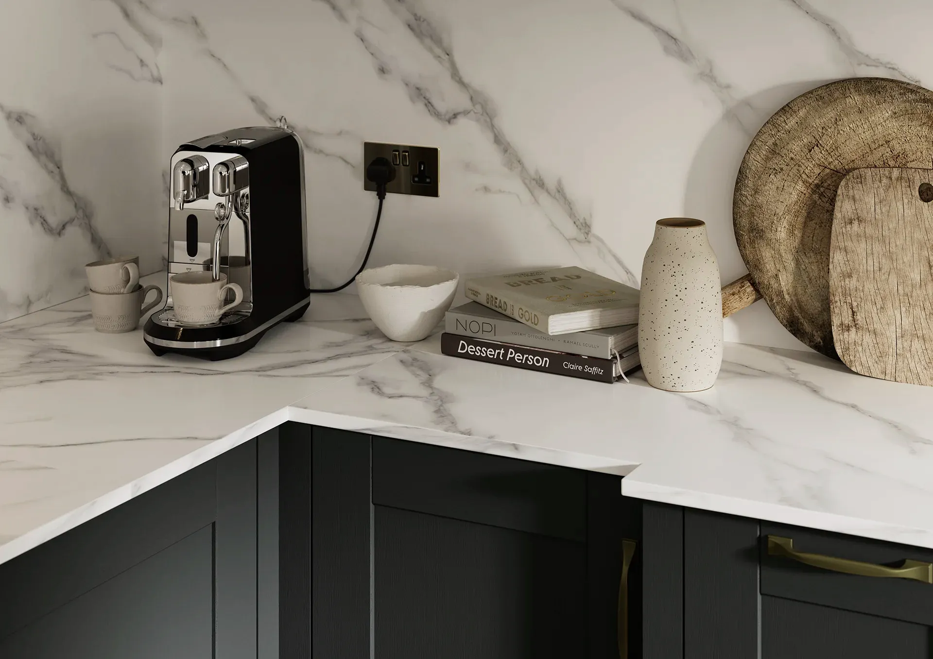 Shaker kitchen with Maine Graphite and Taupe doors
