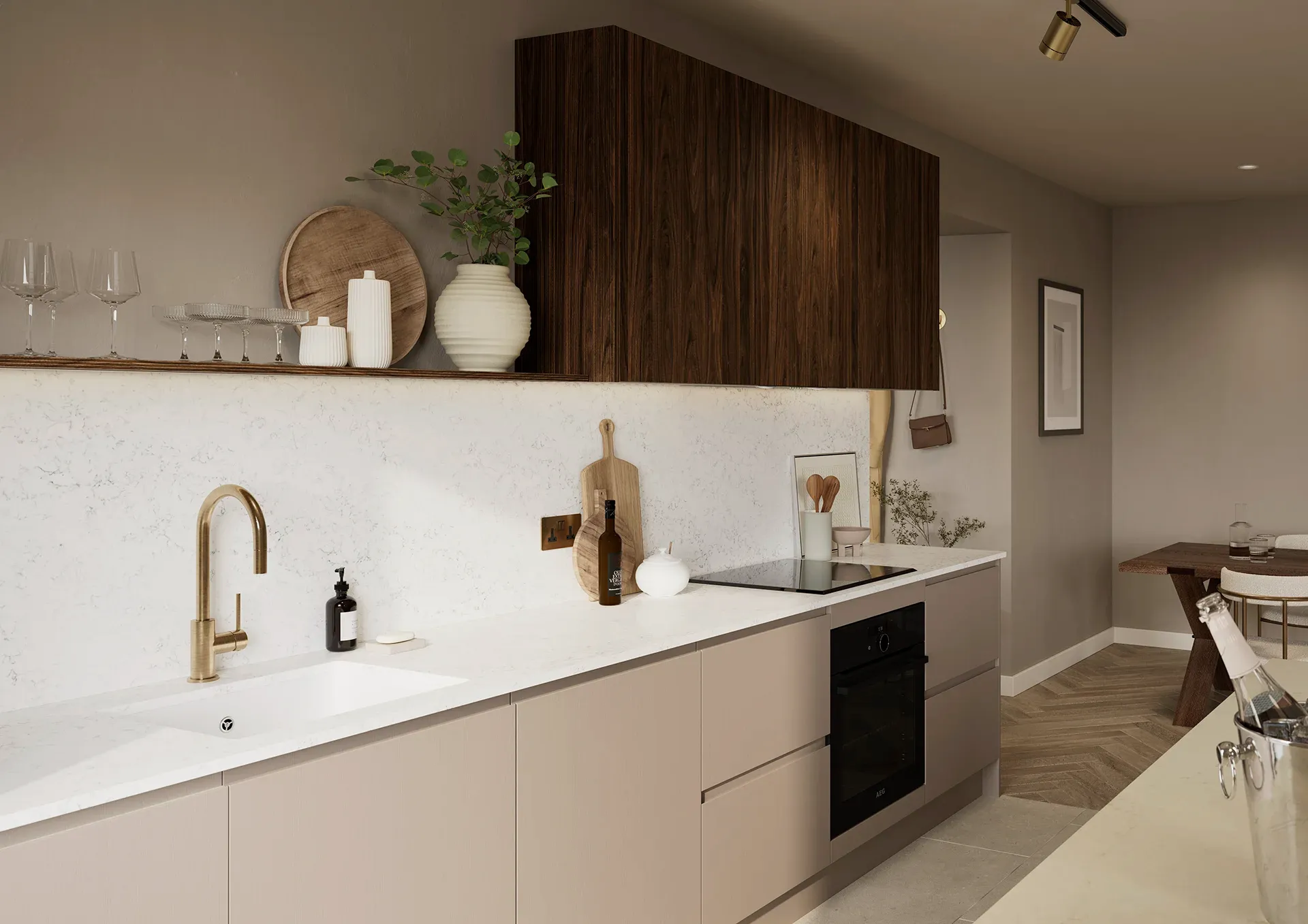 Jpull kitchen with Manhattan Stone Grey and Hythe Caletta doors