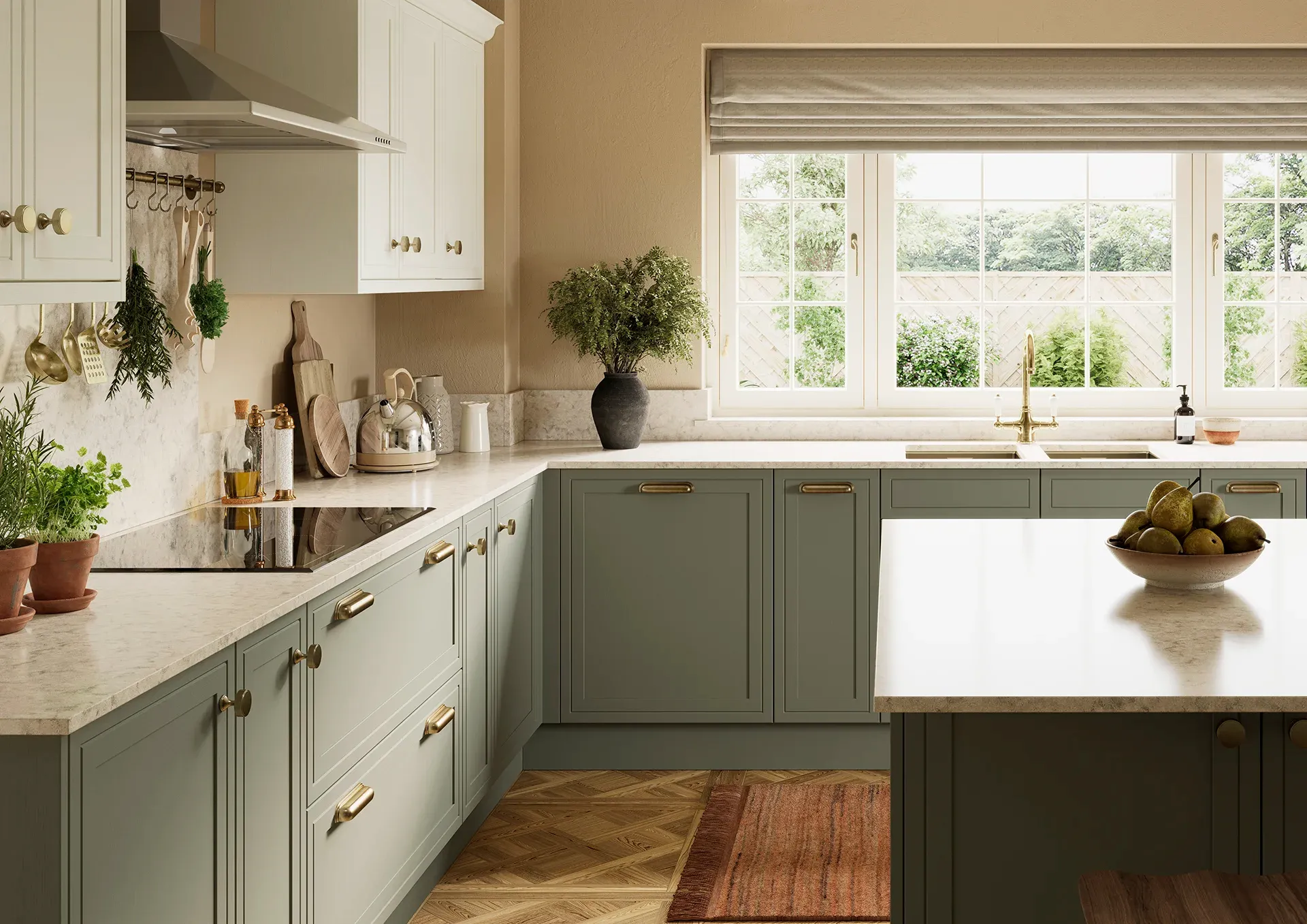Shaker kitchen with Petworth Cardamom and Porcelain doors